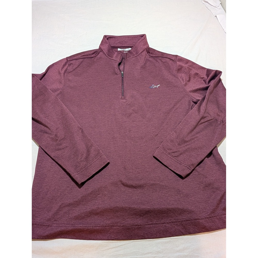 Greg Norman Shark Mens Large Burgundy Heathered Quarter Zip Pullover Golf Shirt